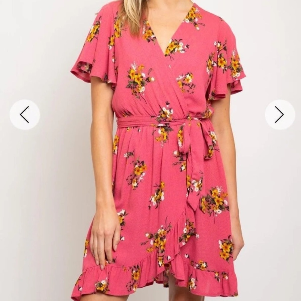 NWOT Pink Floral Dress Large